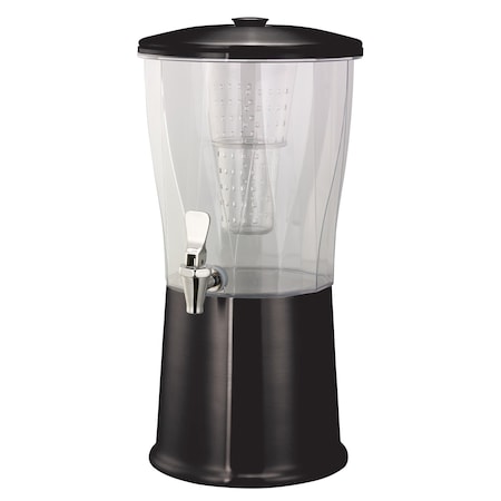 Service Ideas Beverage Dispenser, Round, 3 Gallon with Infuser Tube, Stainless Steel, Black Onyx CBDRT3BXSS